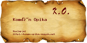 Komán Opika névjegykártya